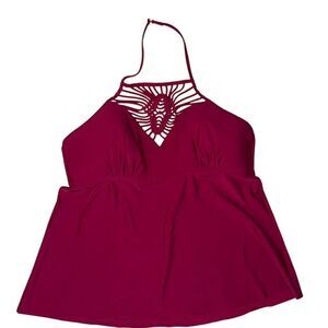 Swimsuits for All Women's Halter‎ One-Piece Swimsuit Red Size 14 Cutout Design